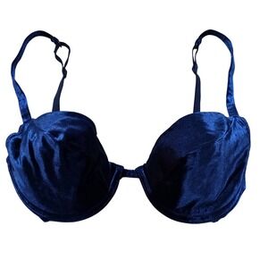 Victoria's Secret‎ Velvet Navy Blue Velvet Demi Bra 36C Style 1175